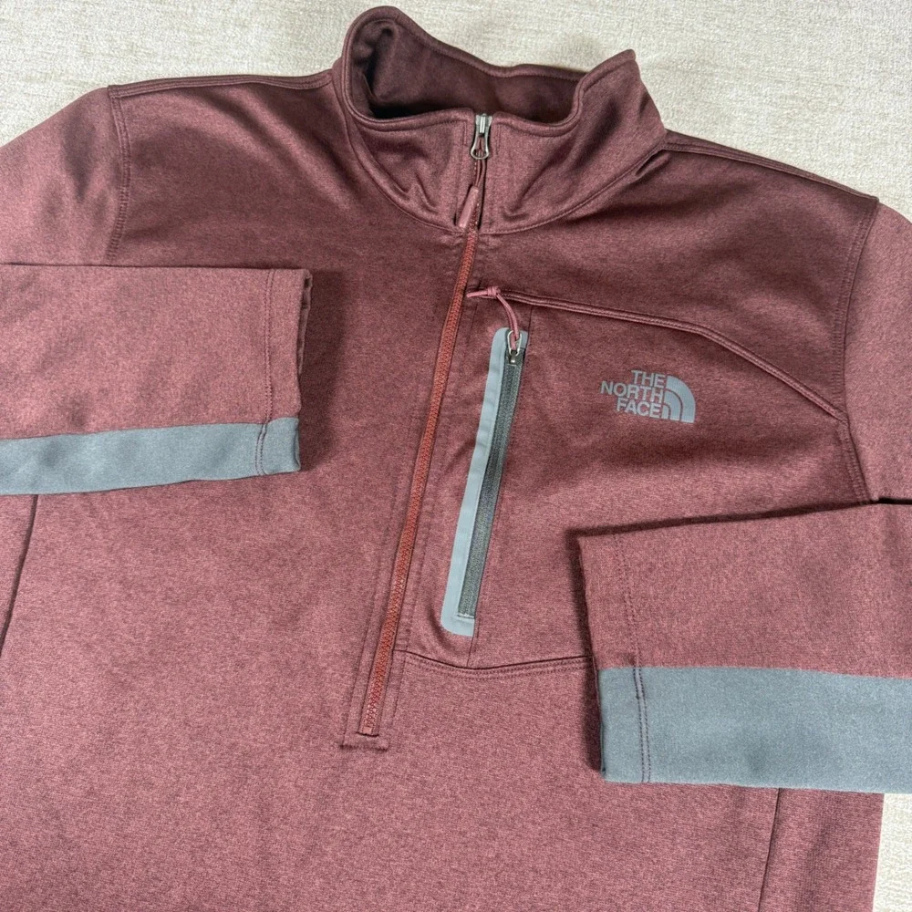The North Face 1/4 Zip Pullover Mens XL Burgundy Stretch L/S US Freeskiing CUG0